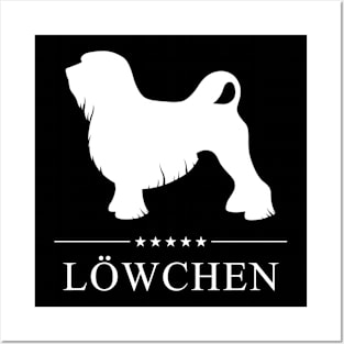 Lowchen Dog White Silhouette Posters and Art